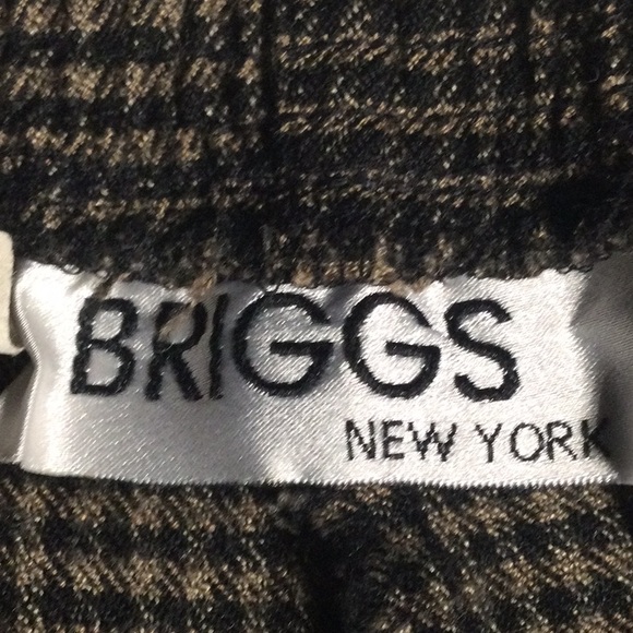 BRIGGS New York Tan snd Black Checkered pants with elastic waist band - Picture 3 of 16